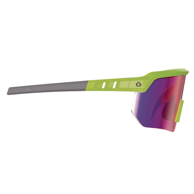 ERGODYNE CORPORATION Skullerz AEGIR Anti-Scratch Enhanced Anti-Fog Safety Glasses, Lime Half Frame, Mirrored Purple Single Lens (EGO55016) thumbnail 4