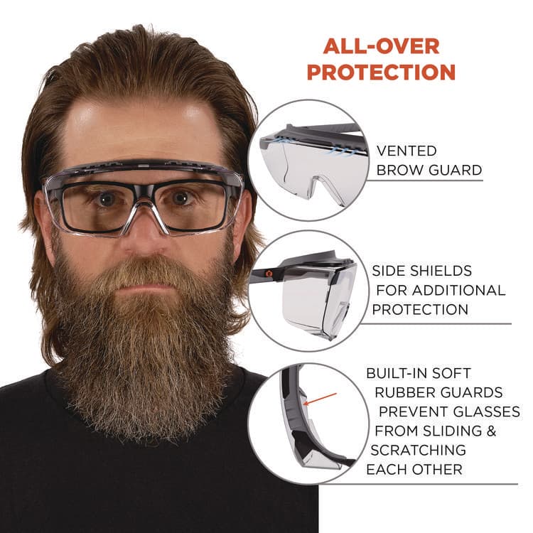 ERGODYNE CORPORATION Skullerz OSMIN Safety Glasses, Matte Black Half Frame OTG, Clear Single Lens (EGO55101) thumbnail 4