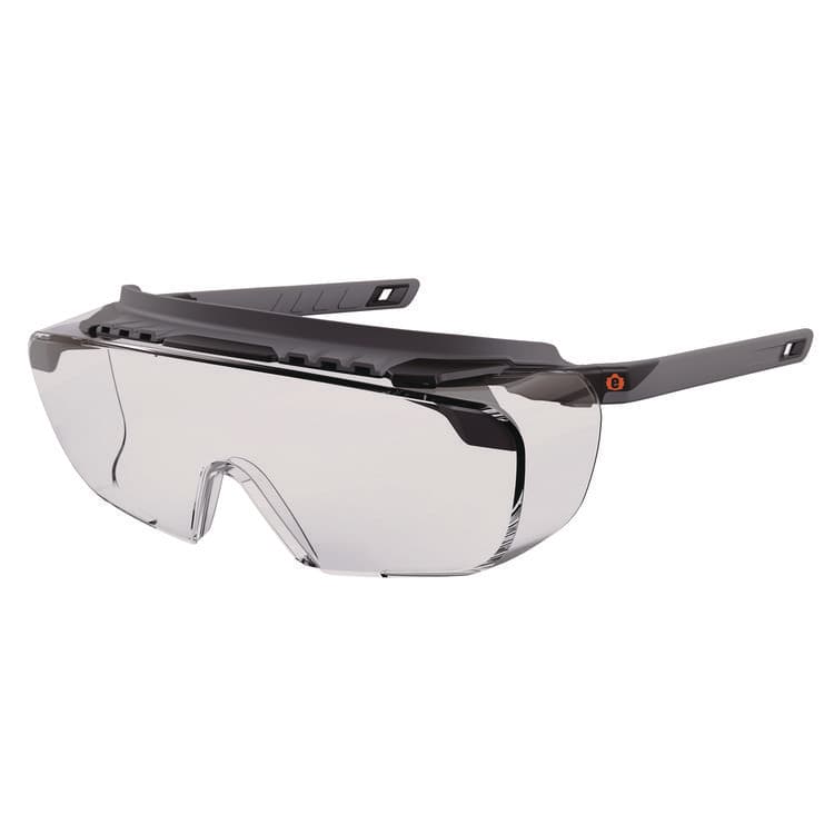 ERGODYNE CORPORATION Skullerz OSMIN Anti-Scratch Enhanced Anti-Fog Safety Glasses, Matte Black Half Frame OTG, Clear Single Lens (EGO55102)