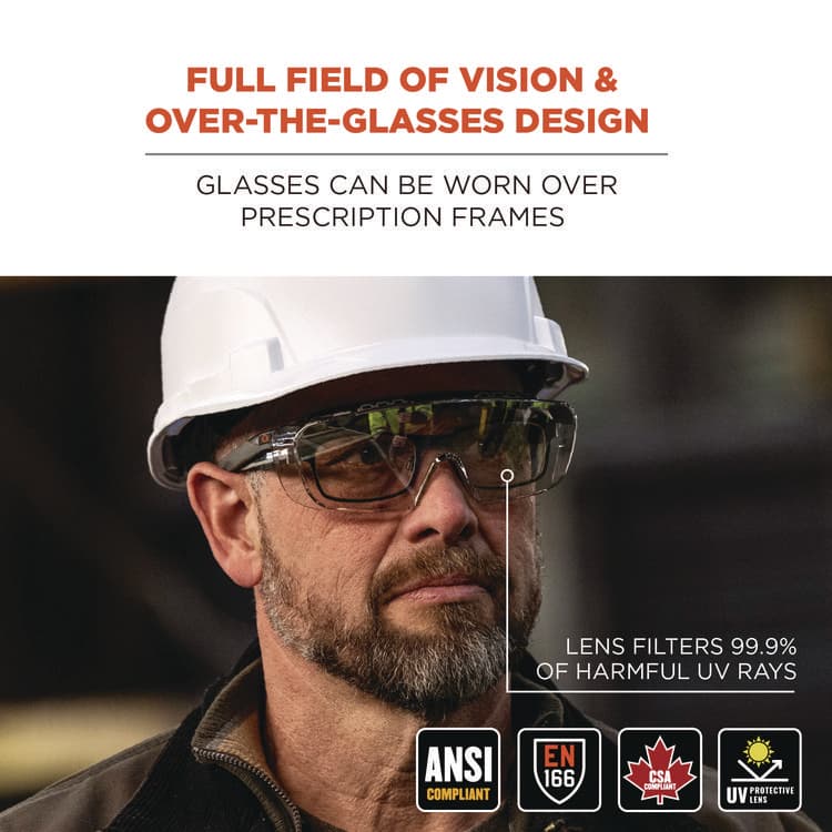 ERGODYNE CORPORATION Skullerz OSMIN Safety Glasses, Matte Black Half Frame OTG, Clear Single I/O Lens (EGO55103) thumbnail 3