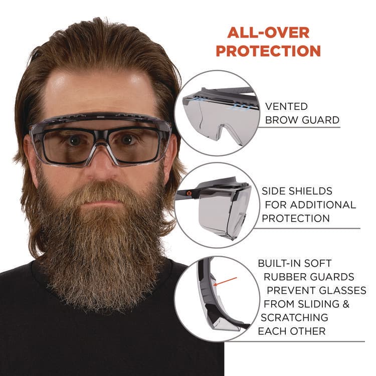 ERGODYNE CORPORATION Skullerz OSMIN Safety Glasses, Matte Black Half Frame OTG, Clear Single I/O Lens (EGO55103) thumbnail 4