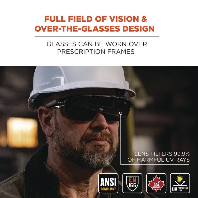 ERGODYNE CORPORATION Skullerz OSMIN Safety Glasses, Matte Black Half Frame OTG, Smoke Single Lens (EGO55105) thumbnail 3