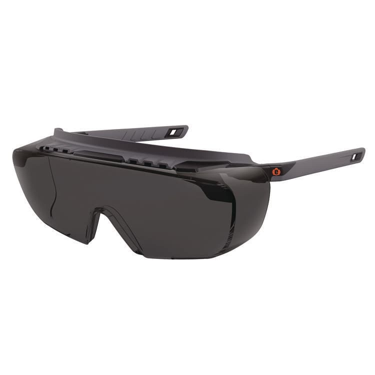 ERGODYNE CORPORATION Skullerz OSMIN Safety Glasses, Matte Black Half Frame OTG, Smoke Single Lens (EGO55105)