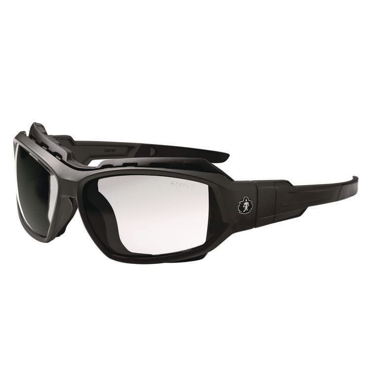 ERGODYNE CORPORATION Skullerz LOKI Anti-Scratch Enhanced Anti-Fog Convertible Safety Spoggles with Strap, Matte Black Half Frame, Clear Dual Lens (EGO56005) thumbnail 2
