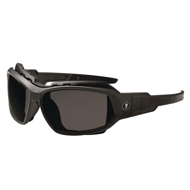ERGODYNE CORPORATION Skullerz LOKI Anti-Scratch Enhanced Anti-Fog Convertible Safety Spoggles with Strap, Matte Black Half Frame, Smoke Dual Lens (EGO56035) thumbnail 2