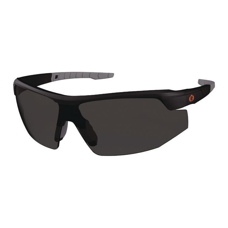 ERGODYNE CORPORATION Skullerz SKOLL Anti-Scratch Enhanced Anti-Fog Safety Glasses, Matte Black Half Frame, Smoke Single Lens (EGO59035)