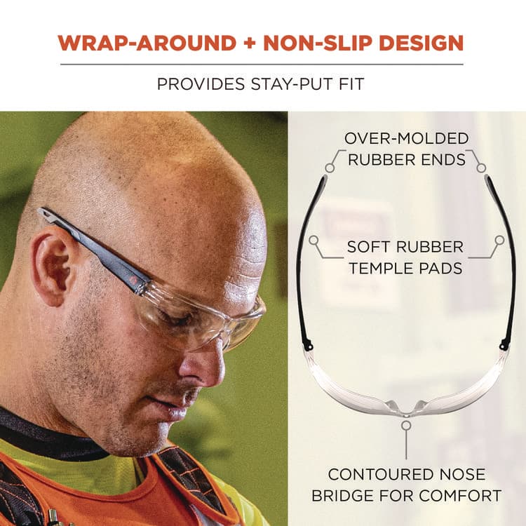 ERGODYNE CORPORATION Skullerz VALI Anti-Scratch Enhanced Anti-Fog Safety Glasses, Frameless, Clear Single Lens (EGO59205) thumbnail 4