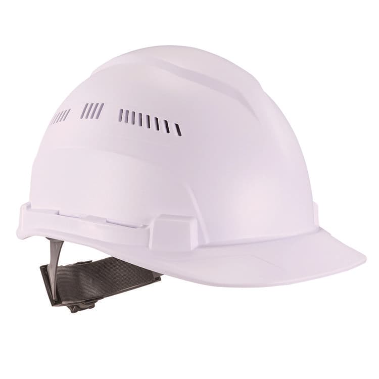 ERGODYNE CORPORATION Skullerz 8966 Class C Lightweight Cap-Style Hard Hat, Adjustable Venting, 6-Point Rachet Suspension, White (EGO60223)