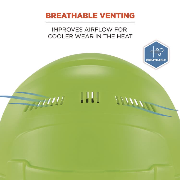 ERGODYNE CORPORATION Skullerz 8968 Class C Lightweight Full Brim Hard Hat, Adjustable Venting, 6-Point Rachet Suspension, Lime (EGO60228) thumbnail 3