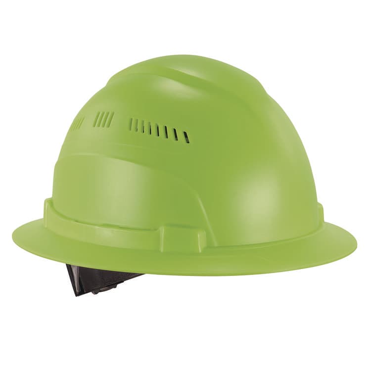 ERGODYNE CORPORATION Skullerz 8968 Class C Lightweight Full Brim Hard Hat, Adjustable Venting, 6-Point Rachet Suspension, Lime (EGO60228)