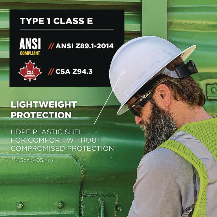 ERGODYNE CORPORATION Skullerz 8969 Class E Lightweight Full Brim Hard Hat, 6-Point Rachet Suspension, White (EGO60229) thumbnail 2