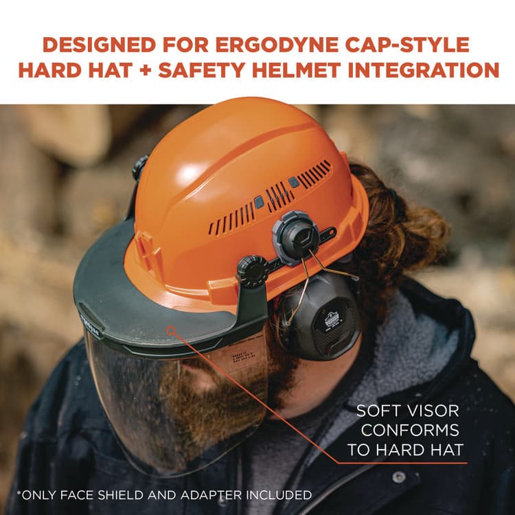 ERGODYNE CORPORATION Skullerz 8994 Anti-Scratch/Anti-Fog Hard Hat Face Shield, Cap-Style/Safety Helmet Adapter, Clear Lens (EGO60243) thumbnail 3