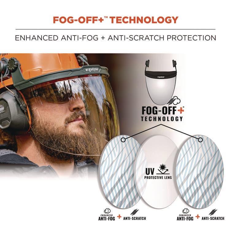 ERGODYNE CORPORATION Skullerz 8994 Anti-Scratch/Anti-Fog Hard Hat Face Shield, Cap-Style/Safety Helmet Adapter, Clear Lens (EGO60243) thumbnail 4