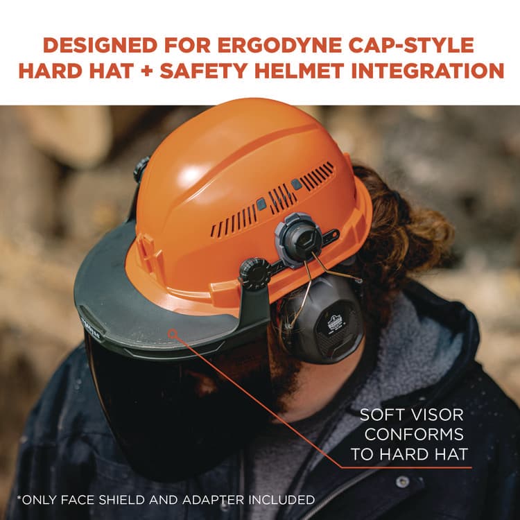 ERGODYNE CORPORATION Skullerz 8994 Anti-Scratch/Anti-Fog Hard Hat Face Shield, Cap-Style/Safety Helmet Adapter, Smoke Lens (EGO60244) thumbnail 3