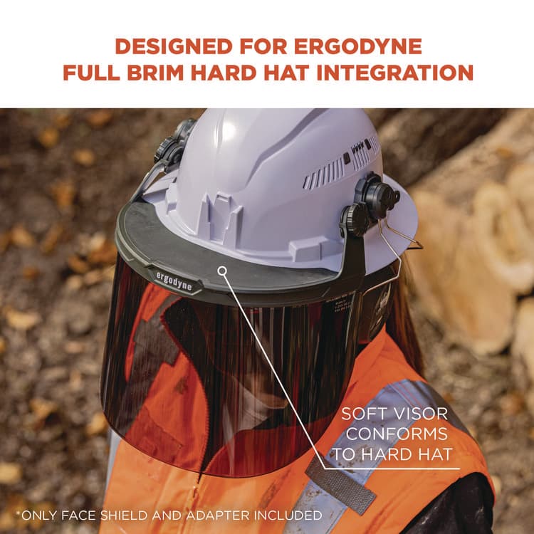 ERGODYNE CORPORATION Skullerz 8995 Anti-Scratch and Anti-Fog Hard Hat Face Shield with Adapter for Full Brim, Smoke Lens (EGO60246) thumbnail 2