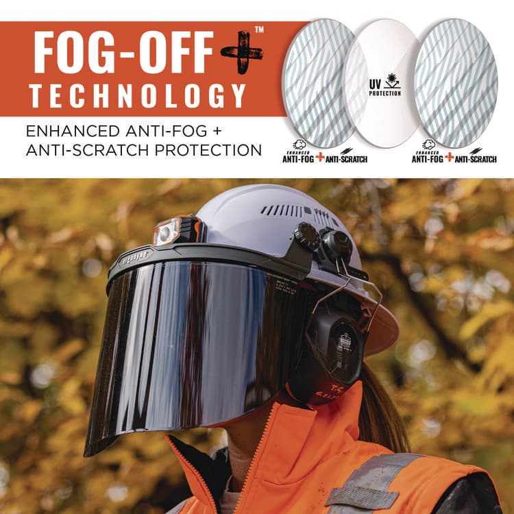 ERGODYNE CORPORATION Skullerz 8995 Anti-Scratch and Anti-Fog Hard Hat Face Shield with Adapter for Full Brim, Smoke Lens (EGO60246) thumbnail 4
