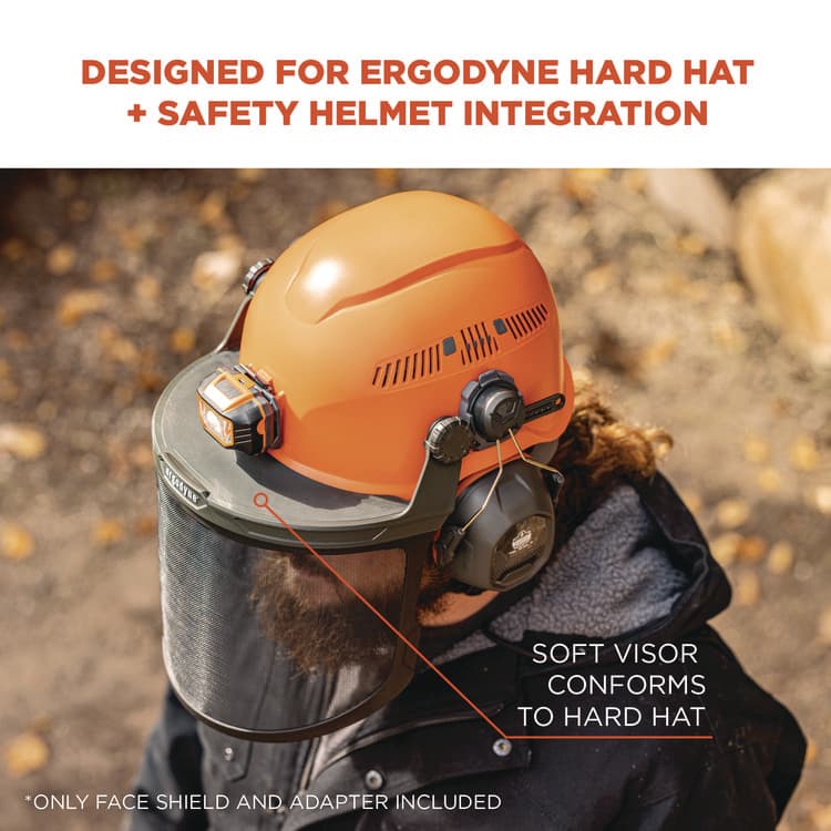 ERGODYNE CORPORATION Skullerz 8989 Mesh Face Shield with Adapter for Hard Hat and Safety Helmet, Gray (EGO60247) thumbnail 2