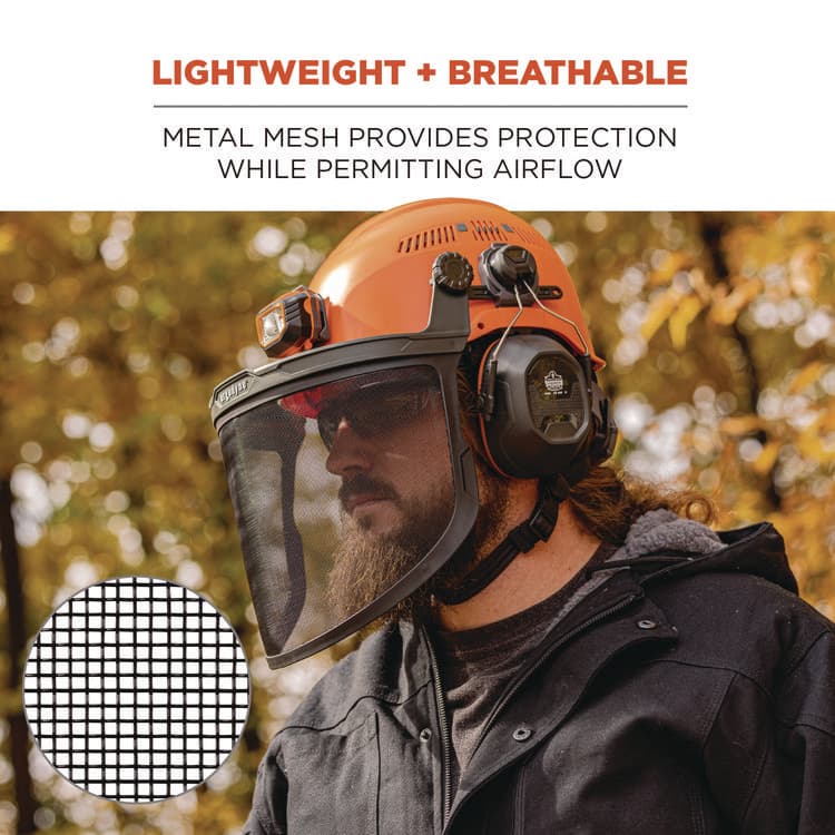 ERGODYNE CORPORATION Skullerz 8989 Mesh Face Shield with Adapter for Hard Hat and Safety Helmet, Gray (EGO60247) thumbnail 4
