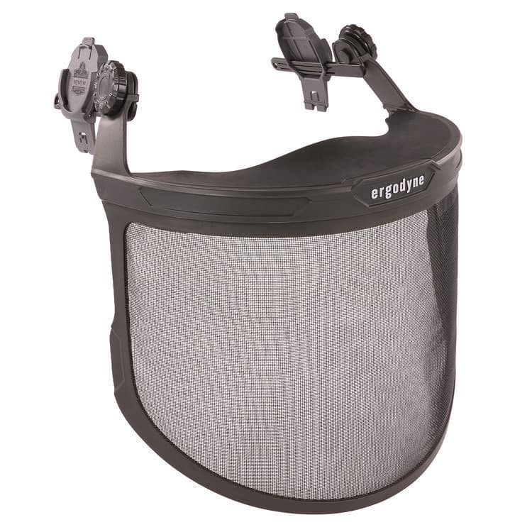 ERGODYNE CORPORATION Skullerz 8989 Mesh Face Shield with Adapter for Hard Hat and Safety Helmet, Gray (EGO60247)
