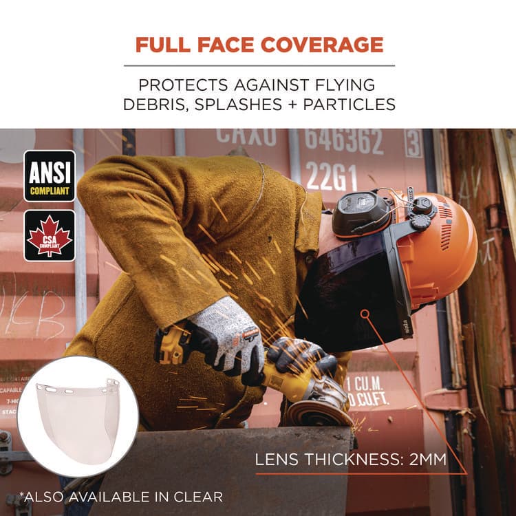 ERGODYNE CORPORATION Skullerz 8997 Anti-Scratch/Anti-Fog Face Shield Replacement, Cap-Style/Safety Helmet, Smoke Lens (EGO60250) thumbnail 3