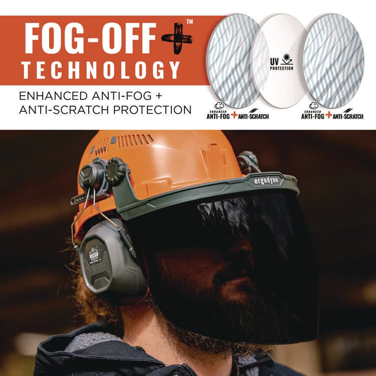 ERGODYNE CORPORATION Skullerz 8997 Anti-Scratch/Anti-Fog Face Shield Replacement, Cap-Style/Safety Helmet, Smoke Lens (EGO60250) thumbnail 4
