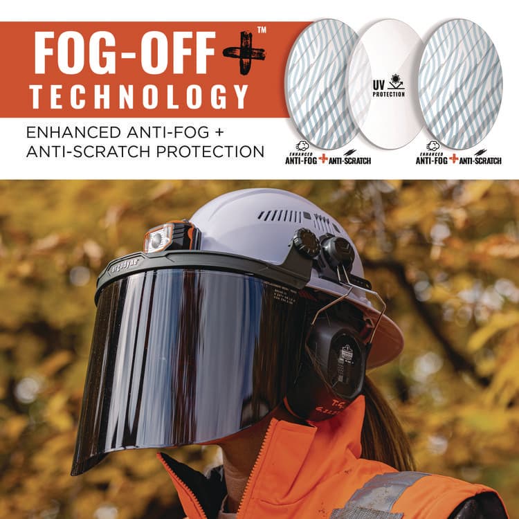 ERGODYNE CORPORATION Skullerz 8998 Anti-Scratch/Anti-Fog Face Shield Replacement for Full Brim Hard Hat, Smoke Lens (EGO60252) thumbnail 4