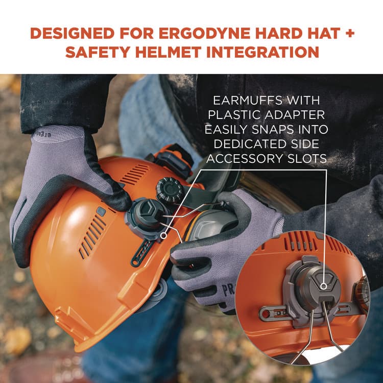 ERGODYNE CORPORATION Skullerz 8880 NRR 26dB Hard Hat Mounted Earmuffs, Cap-Style, Gray (EGO60258) thumbnail 2