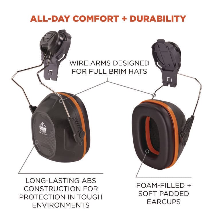 ERGODYNE CORPORATION Skullerz 8880 NRR 26dB Hard Hat Mounted Earmuffs, Full Brim, Gray (EGO60259) thumbnail 4