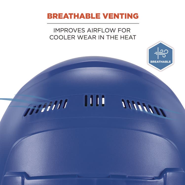 ERGODYNE CORPORATION Skullerz 8966 Class C Lightweight Cap-Style Hard Hat, Adjustable Venting, 6-Point Rachet Suspension, Blue (EGO60271) thumbnail 3