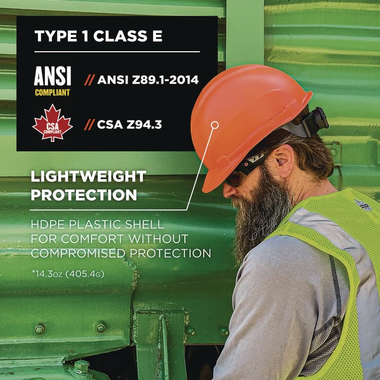 ERGODYNE CORPORATION Skullerz 8967 Class E Lightweight Cap-Style Hard Hat, 6-Point Suspension, Orange (EGO60272) thumbnail 2