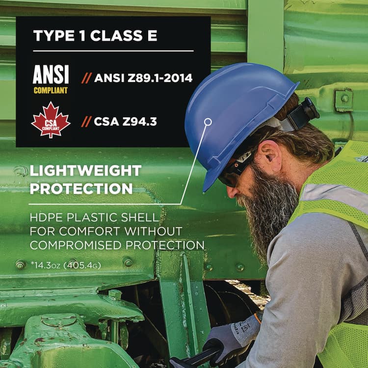 ERGODYNE CORPORATION Skullerz 8967 Class E Lightweight Cap-Style Hard Hat, 6-Point Rachet Suspension, Blue (EGO60273) thumbnail 2