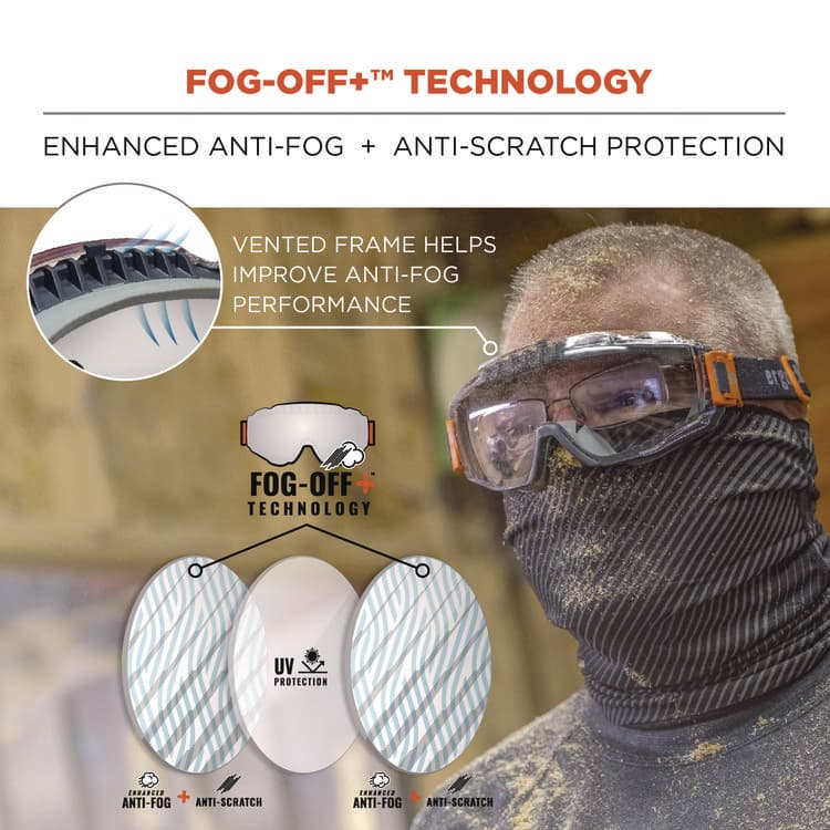 ERGODYNE CORPORATION Skullerz MODI OTG Anti-Scratch and Enhanced Anti-Fog Safety Goggles with Elastic Strap, Clear Lens (EGO60300) thumbnail 4