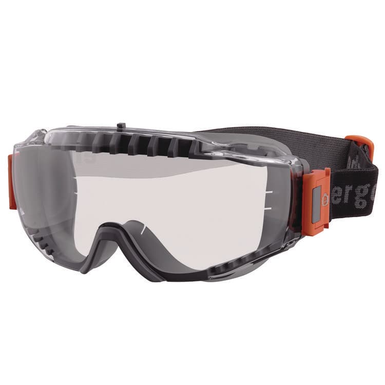 ERGODYNE CORPORATION Skullerz MODI OTG Anti-Scratch and Enhanced Anti-Fog Safety Goggles with Elastic Strap, Clear Lens (EGO60300)