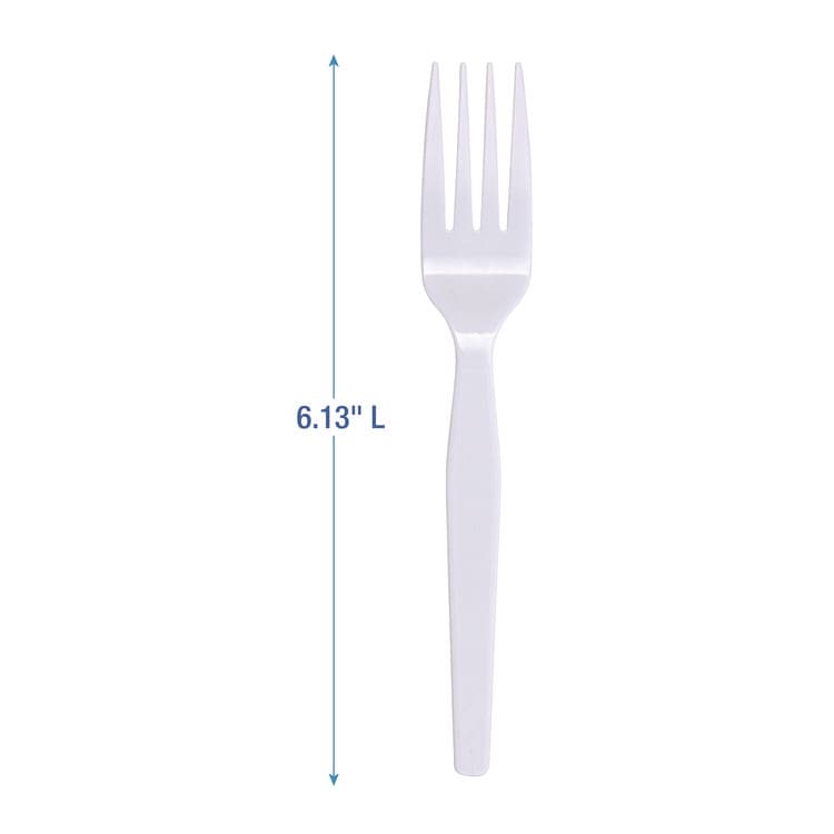 BOARDWALK Mediumweight Polystyrene Cutlery, Fork, Plastic, White, 100/Box, 10 Boxes/Carton (BWKFORKMWPSCT) thumbnail 3