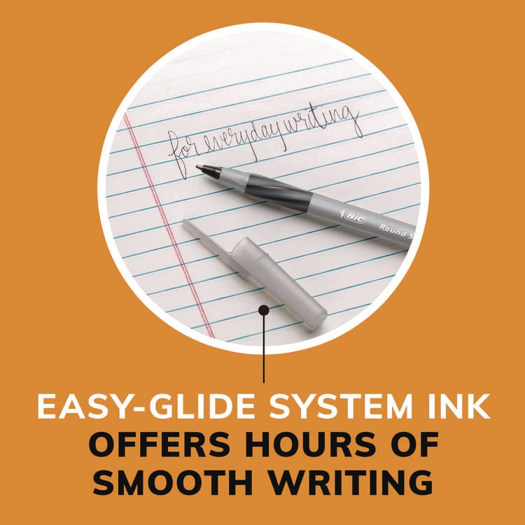 BIC CORP. Round Stic Grip Xtra Comfort Ballpoint Pen, Stick, Fine 0.8 mm, Black Ink, Gray/Black Barrel, Dozen (BICGSFG11BK) thumbnail 4