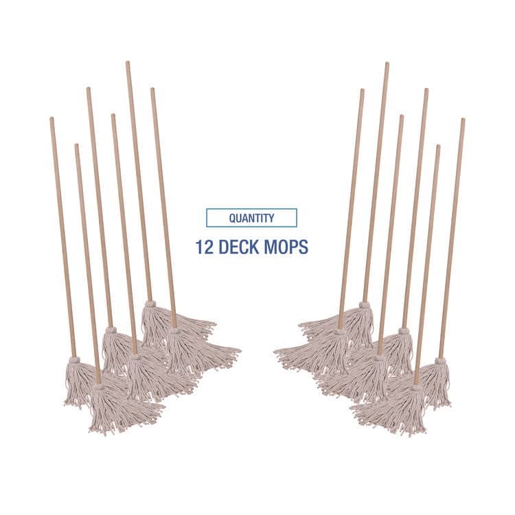 BOARDWALK Handle/Deck Mops, #20 White Cotton Head, 54" Natural Wood Handle (BWK120C) thumbnail 3