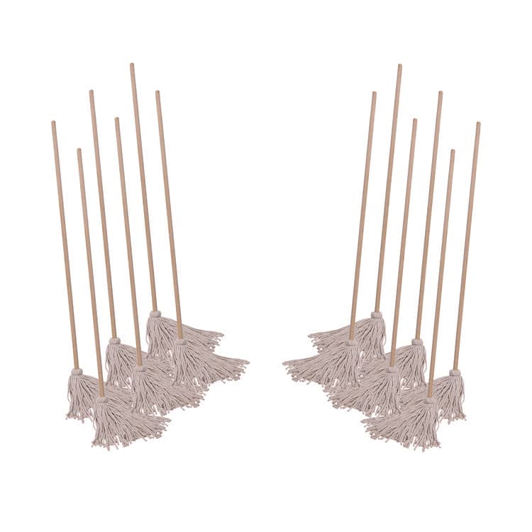 BOARDWALK Handle/Deck Mops, #20 White Cotton Head, 54" Natural Wood Handle (BWK120C)