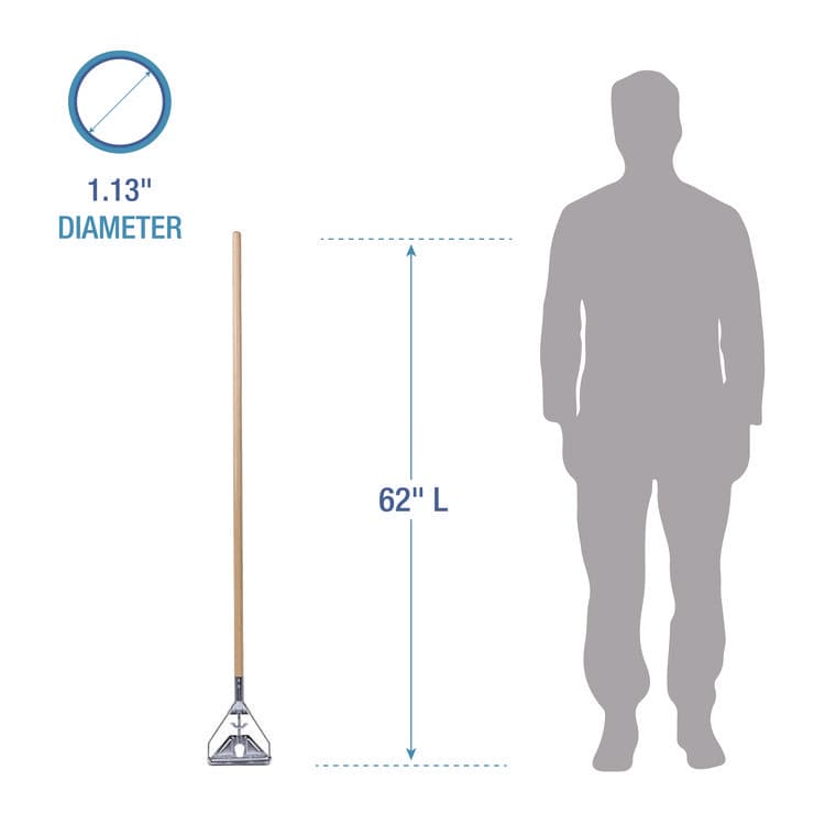 BOARDWALK Quick Change Metal Head Mop Handle for No. 20 and Up Heads, 62", Natural (BWK605) thumbnail 2