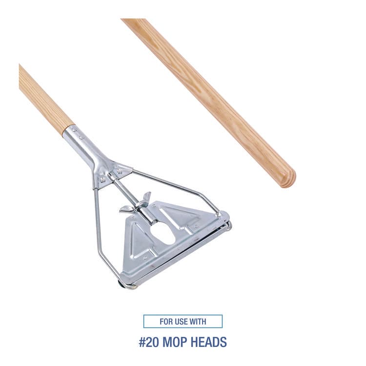 BOARDWALK Quick Change Metal Head Mop Handle for No. 20 and Up Heads, 62", Natural (BWK605) thumbnail 3