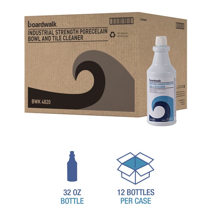 BOARDWALK Industrial Strength RTU Porcelain Bowl and Tile Cleaner, Floral Scent, 32 oz Bottle, 12/Carton (BWK4820) thumbnail 4