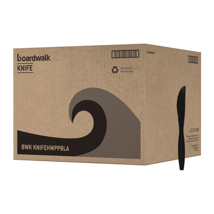BOARDWALK Heavyweight Polypropylene Cutlery, Knife, Plastic, Black, 1,000/Carton (BWKKNIFEHWPPBLA)