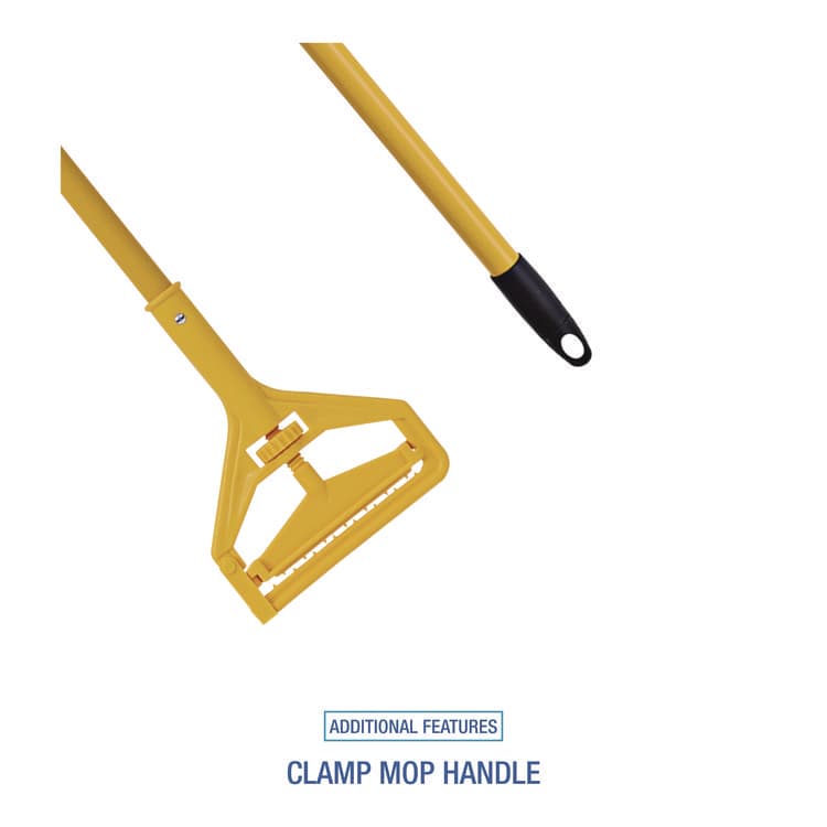 BOARDWALK Cotton Cut End Mop Kit, #24 Natural Cotton Head, 60" Yellow Metal/Plastic Handle (BWK5324C) thumbnail 3