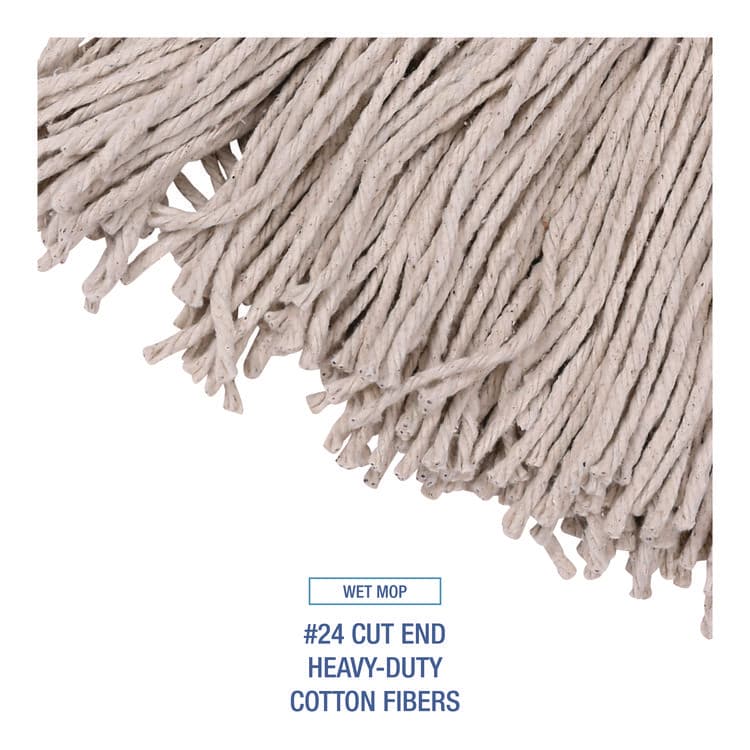 BOARDWALK Cotton Cut End Mop Kit, #24 Natural Cotton Head, 60" Yellow Metal/Plastic Handle (BWK5324C) thumbnail 4