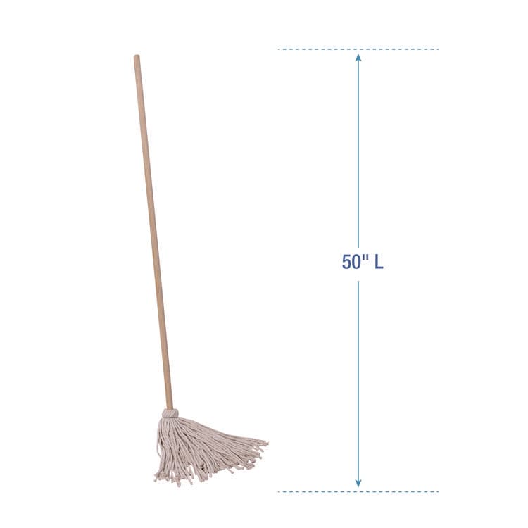 BOARDWALK Cotton Deck Mop, #16 White Cotton Head, 50" Wood Handle, 12/Carton (BWKCD50016S) thumbnail 3