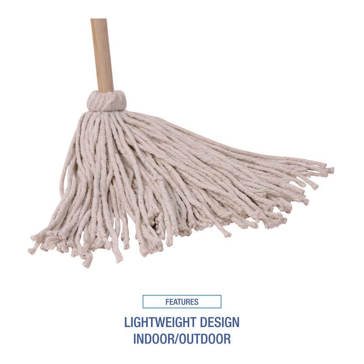 BOARDWALK Cotton Deck Mop, #16 White Cotton Head, 50" Wood Handle, 12/Carton (BWKCD50016S) thumbnail 4