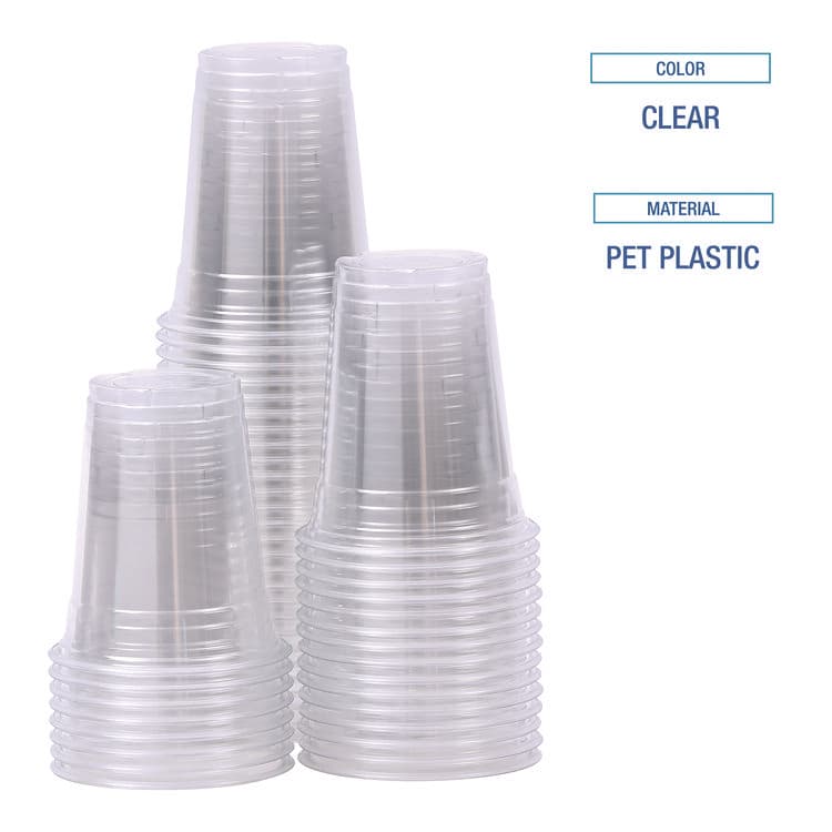 BOARDWALK Clear Plastic PET Cups, 12 oz, 50/Sleeve, 20 Sleeves/Carton (BWKPET12) thumbnail 4