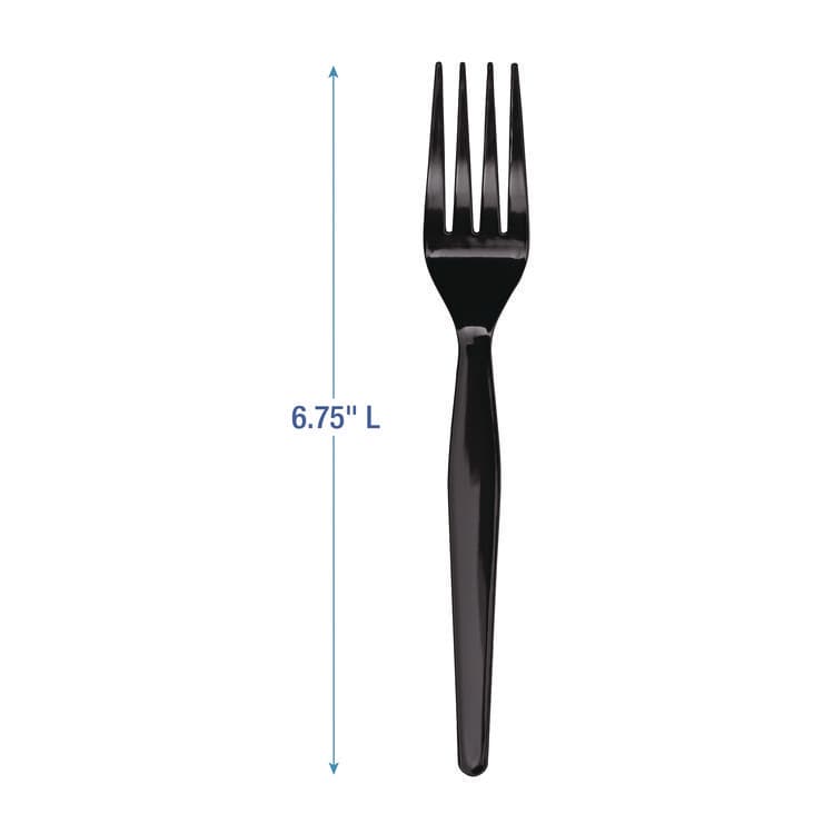 BOARDWALK Heavyweight Polystyrene Cutlery, Fork, Plastic, Black, 1,000/Carton (BWKFORKHWBLA) thumbnail 3
