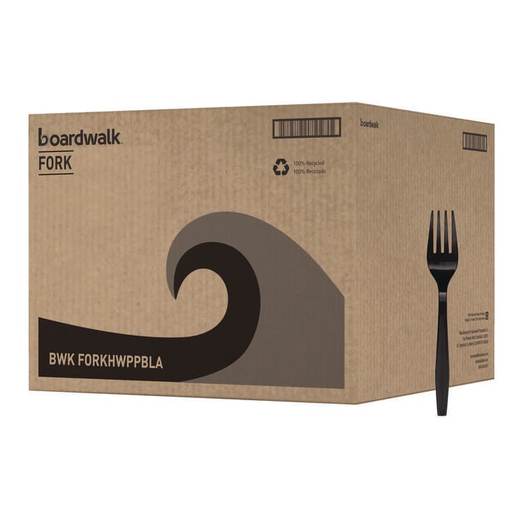 BOARDWALK Heavyweight Polypropylene Cutlery, Fork, Plastic, Black, 1,000/Carton (BWKFORKHWPPBLA)