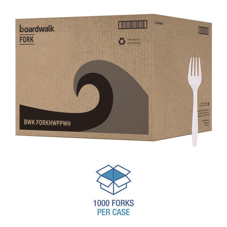 BOARDWALK Heavyweight Polypropylene Cutlery, Fork, Plastic, White, 1,000/Carton (BWKFORKHWPPWH) thumbnail 4
