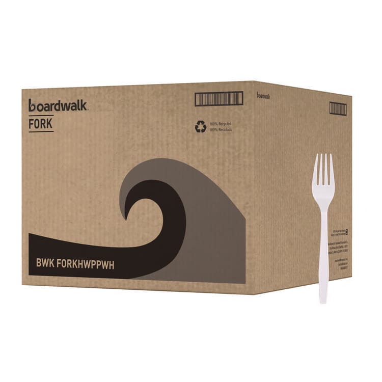 BOARDWALK Heavyweight Polypropylene Cutlery, Fork, Plastic, White, 1,000/Carton (BWKFORKHWPPWH)